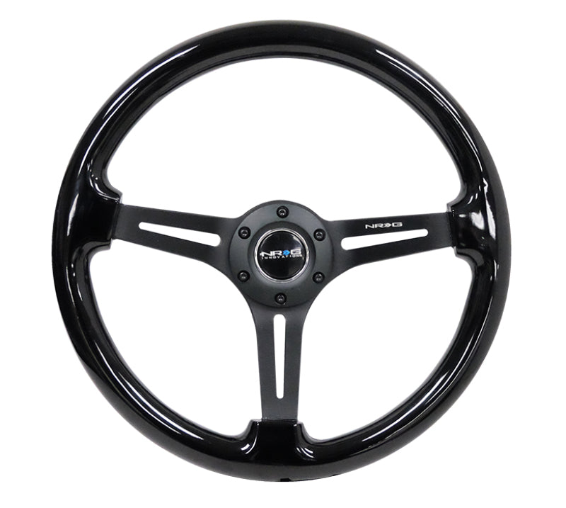 NRG Reinforced Steering Wheel (350mm / 3in. Deep) Blk Wood w/Blk Matte Spoke/Black Center Mark NRG Steering Wheels AXOPROS