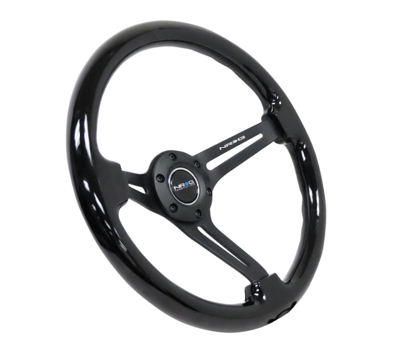 NRG Reinforced Steering Wheel (350mm / 3in. Deep) Blk Wood w/Blk Matte Spoke/Black Center Mark NRG Steering Wheels AXOPROS