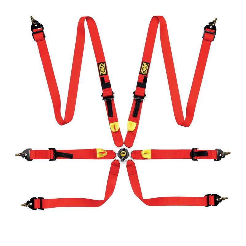 OMP Safety Harness First 2In Red (Fia 8853-2016) Pull Up - Steel Adj OMP Seat Belts & Harnesses AXOPROS