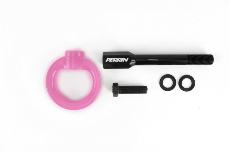 Perrin 02-07 Subaru WRX/STI Tow Hook Kit (Front) - Hyper Pink Perrin Performance Tow Hooks AXOPROS