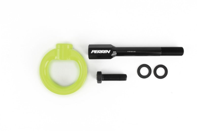 Perrin 02-07 Subaru WRX/STI Tow Hook Kit (Front) - Neon Yellow Perrin Performance Tow Hooks AXOPROS