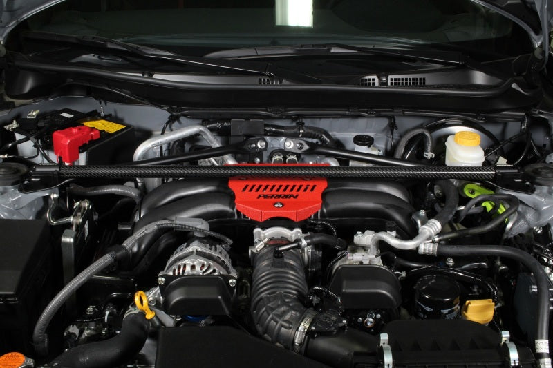 Perrin 2013+ BRZ/FR-S/86/GR86 Front Strut Brace - Carbon Fiber (Req. Removal of OEM Engine Cover) Perrin Performance Strut Bars AXOPROS