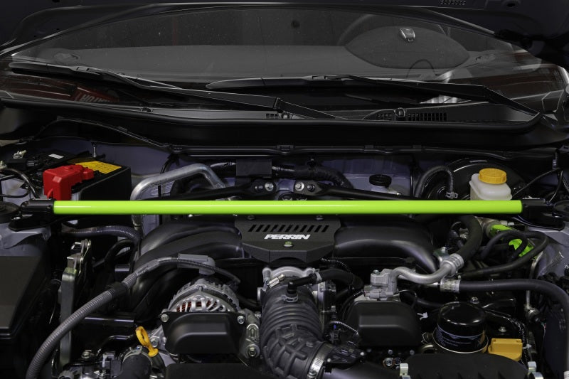 Perrin 2013+ BRZ/FR-S/86/GR86 Strut Brace - Neon Yellow Wrinkle Perrin Performance Strut Bars AXOPROS