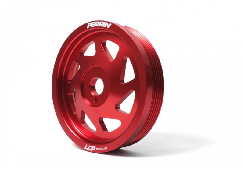 PERRIN 15-18 Subaru WRX / 13-20 BRZ / 14-18 FXT / 13-16 Crosstrek Lightened Crank Pulley - Red Perrin Performance Pulleys - Crank, Underdrive AXOPROS