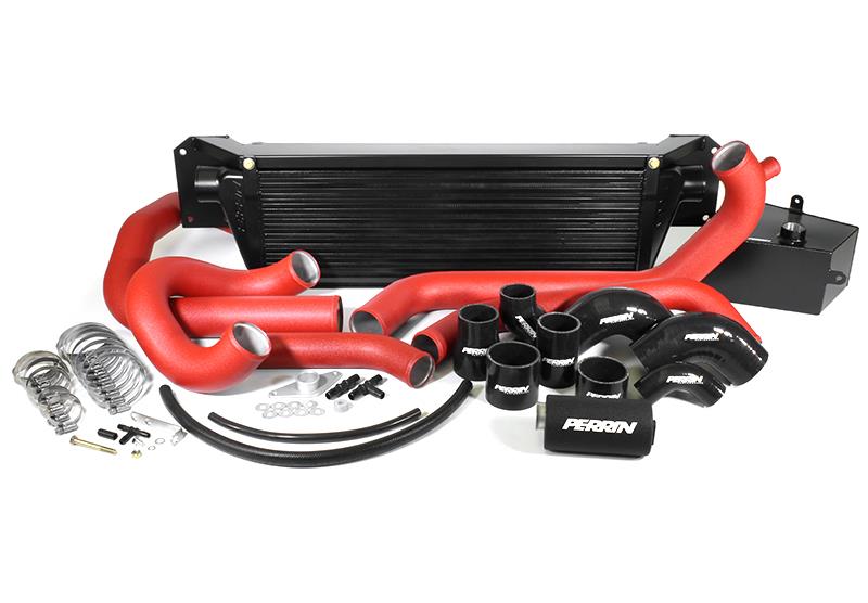 PERRIN 15-21 Subaru STI Front Mount Intercooler Boost Tubes + Hardware - Red Tubes Perrin Performance Intercooler Ducting AXOPROS