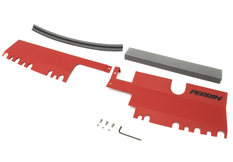 Perrin 15-21 WRX/STI Radiator Shroud (With OEM Intake Scoop) - Red Perrin Performance Radiator Shrouds  AXOPROS