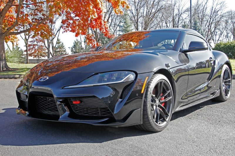 Perrin 2020 Toyota Supra Tow Hook Kit (Front) - Red Perrin Performance Tow Hooks AXOPROS