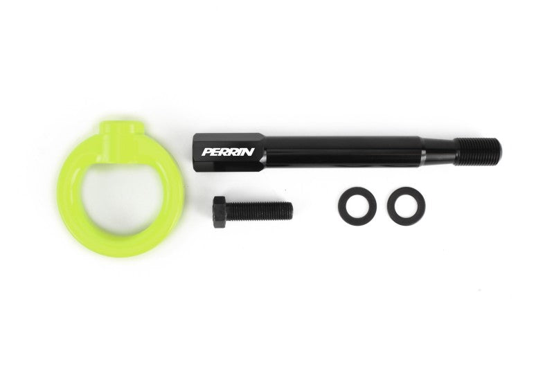 Perrin 2022 Subaru WRX / 18-21 Crosstrek / 14-21 Forester Tow Hook Kit (Front) - Neon Yellow Perrin Performance Tow Hooks AXOPROS