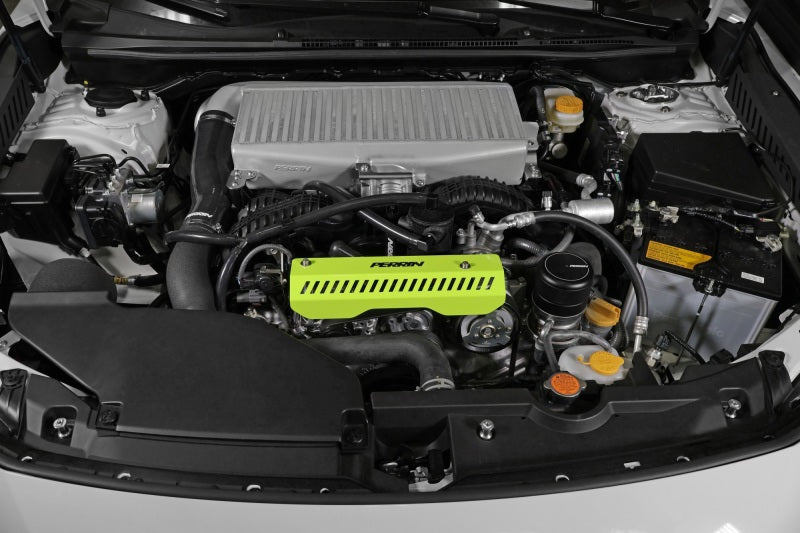 PERRIN 22-25 Subaru WRX Pulley Cover - Neon Yellow (SHORT - For Use w/PERRIN AOS) Perrin Performance Engine Covers AXOPROS