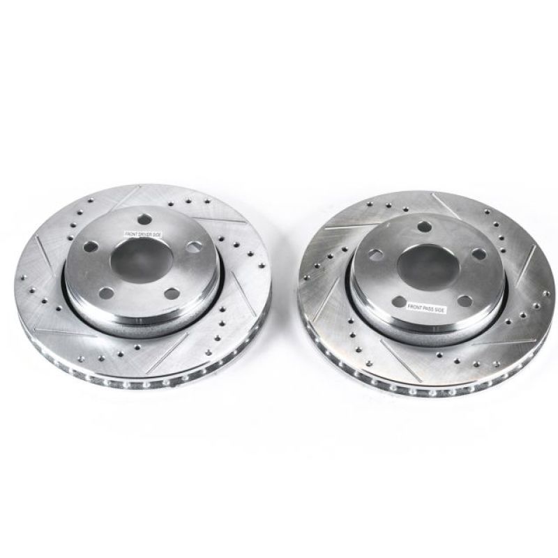 Power Stop 07-17 Jeep Wrangler Front Evolution Drilled & Slotted Rotors - Pair PowerStop Brake Rotors - Slot & Drilled AXOPROS