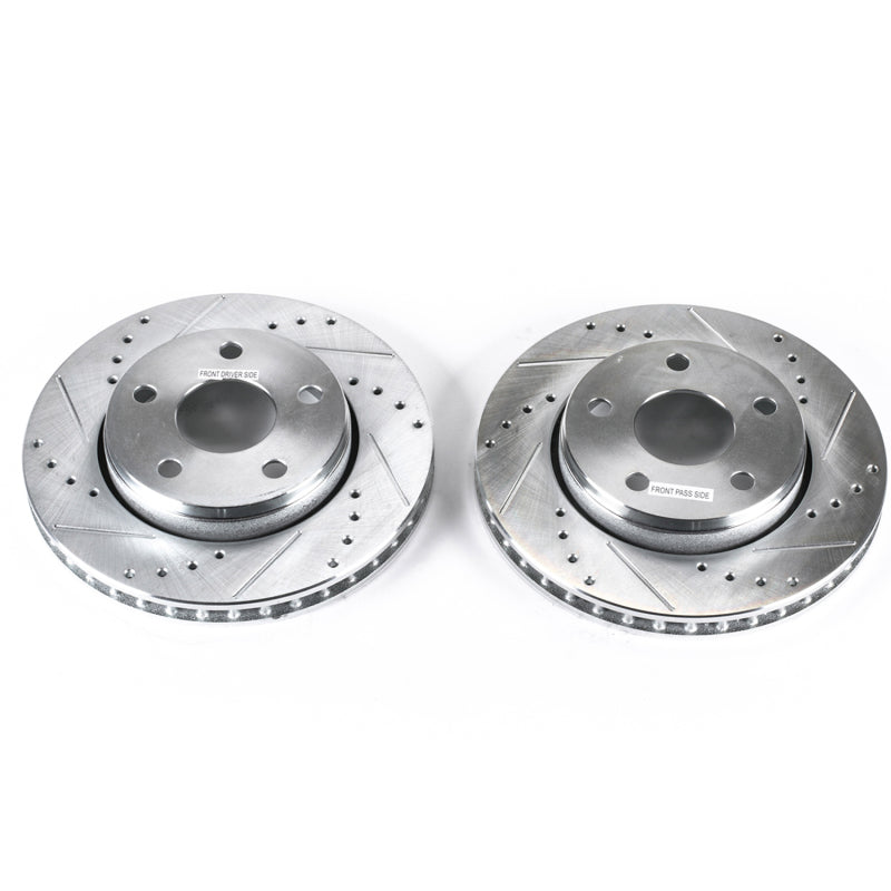 Power Stop 07-17 Jeep Wrangler Front Evolution Drilled & Slotted Rotors - Pair PowerStop Brake Rotors - Slot & Drilled AXOPROS