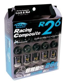 Project Kics 12X1.25 Black R26 Lug Nuts - 16+4 Project Kics Lug Nuts AXOPROS