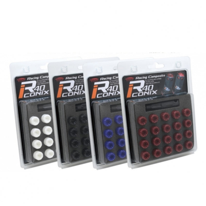 Project Kics 12X1.50 R40 Iconix Plastic Caps Black - 20 Pcs Project Kics Lug Nuts AXOPROS