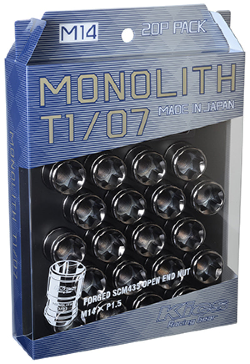 Project Kics 14 x 1.5 Glorious Black T1/07 Monolith Lug Nuts - 20 Pcs Project Kics Lug Nuts  AXOPROS