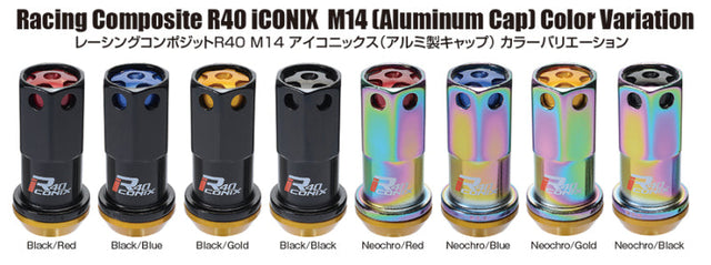 Project Kics 14x1.50 R40 Iconix Lock & Lug Nuts - Neo Chrome w/Gold Cap (16+4 Locks) Project Kics Lug Nuts  AXOPROS