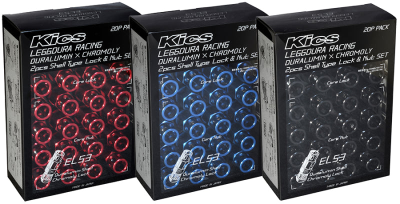 Project Kics Leggdura Racing 53mm EL53 Shell Type Lug Nut 16 Pcs + 4 Locks 12X1.50 Black Project Kics Lug Nuts  AXOPROS