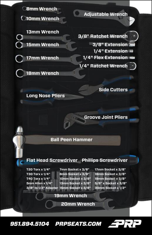 PRP 35pc Can-Am Roll Up Tool bag Tool kit - Black PRP Seats Tool Storage  AXOPROS