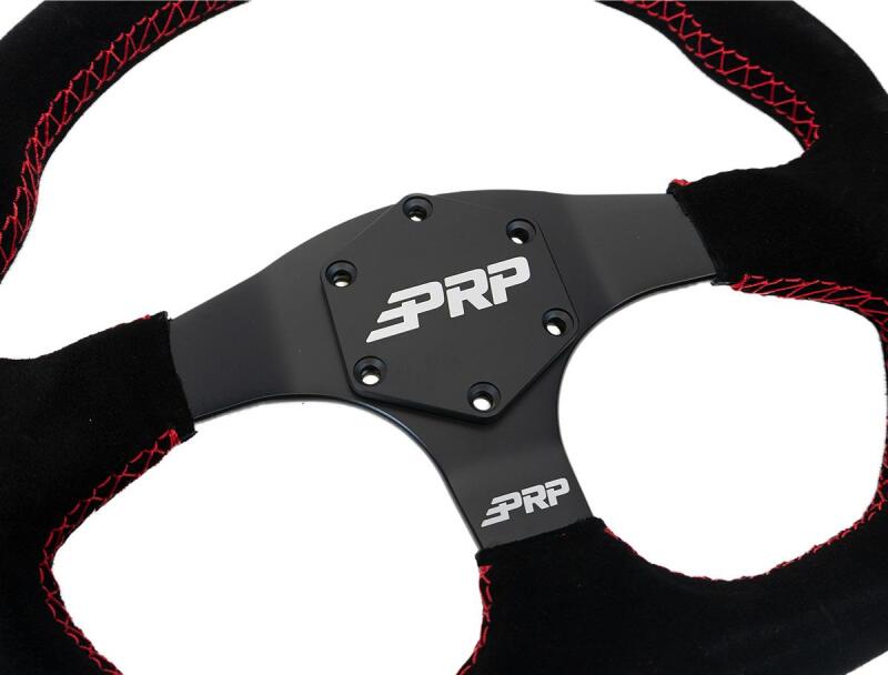 PRP Comp-R D-Shape Suede Steering Wheel - Red PRP Seats Steering Wheels AXOPROS