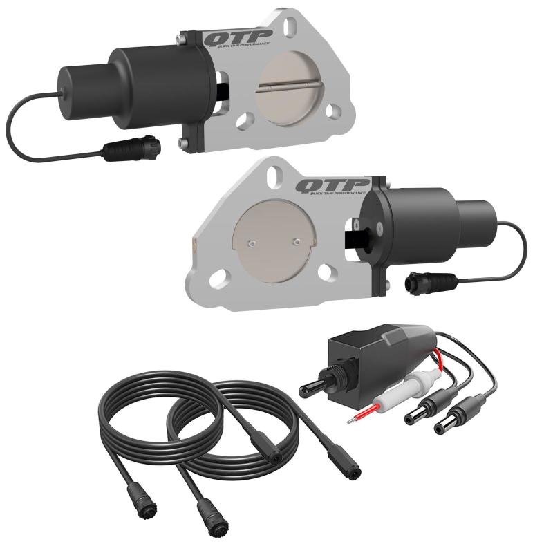 QTP 2.5in Bolt-On QTEC Dual Electric Cutout Valves - Pair QTP Exhaust Cutouts AXOPROS