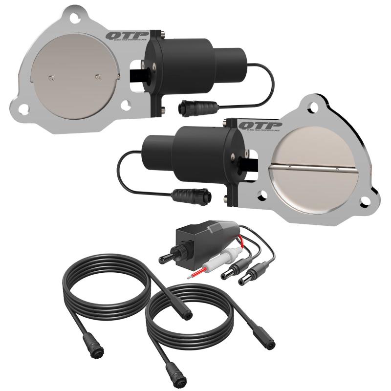 QTP 3.5in Bolt-On QTEC Dual Electric Cutout Valves - Pair QTP Exhaust Cutouts AXOPROS