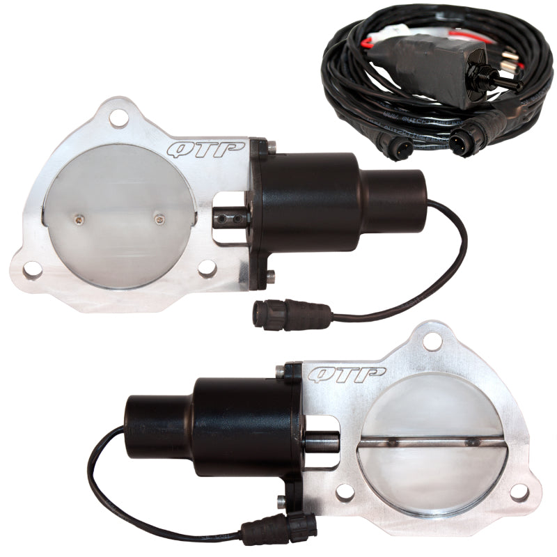 QTP 3.5in Bolt-On QTEC Dual Electric Cutout Valves - Pair QTP Exhaust Cutouts AXOPROS