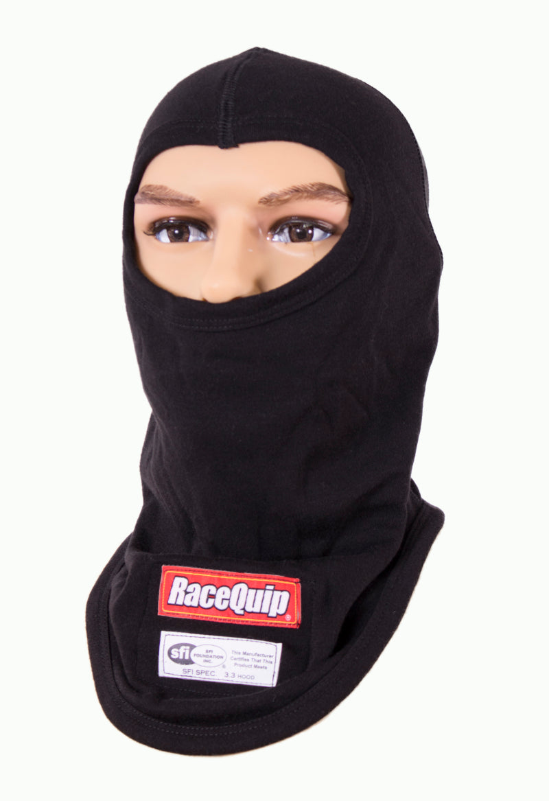 RaceQuip Black SFI 3.3 Fr Single Layer Hood Racequip Fire Safety AXOPROS
