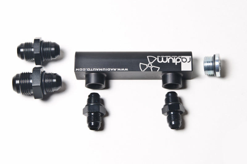 Radium Engineering Universal 4-Port Manifold - Black W/ Logo Radium Engineering Fuel Manifolds AXOPROS