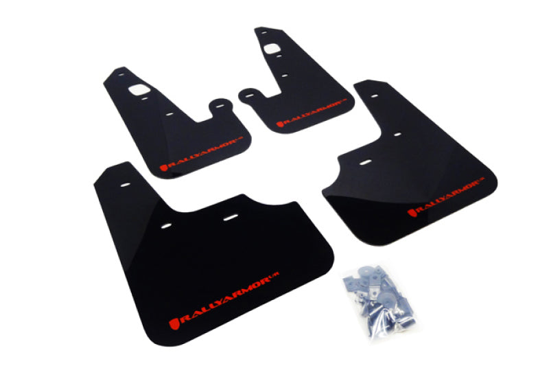 Rally Armor 07-17 Mitsubishi Lancer Black UR Mud Flap w/ Red Logo Rally Armor Mud Flaps  AXOPROS