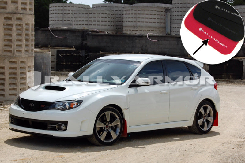 Rally Armor 08-11 Subaru STI (Hatch Only) / 11-14 WRX (Hatch Only) Red UR Mud Flap w/White Logo Rally Armor Mud Flaps AXOPROS
