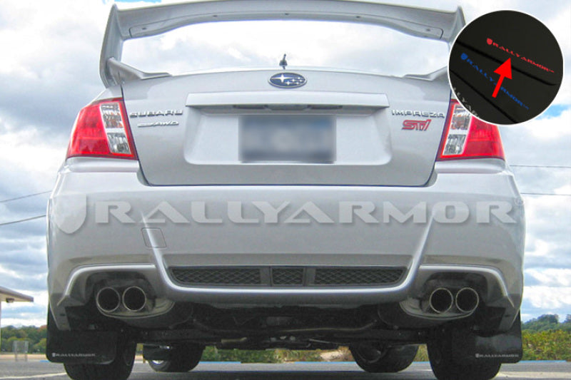 Rally Armor 11-14 Subaru WRX/STI (Sedan Only) Black UR Mud Flap w/Red Logo Rally Armor Mud Flaps AXOPROS