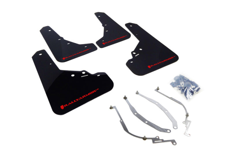 Rally Armor 12-18 Fiat 500 Black UR Mud Flap w/Red Logo Rally Armor Mud Flaps  AXOPROS