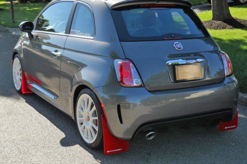 Rally Armor 12-18 Fiat 500 Red Mud Flap w/White Logo Rally Armor Mud Flaps AXOPROS
