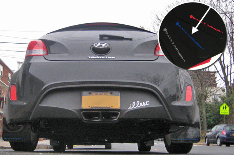 Rally Armor 12-18 Hyundai Veloster Black UR Mud Flap w/ Blue Logo Rally Armor Mud Flaps AXOPROS
