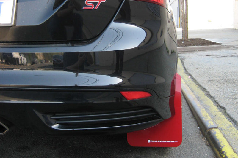 Rally Armor 12-19 Ford Focus ST / 16-19 RS Black Mud Flap w/Red Logo Rally Armor Mud Flaps AXOPROS