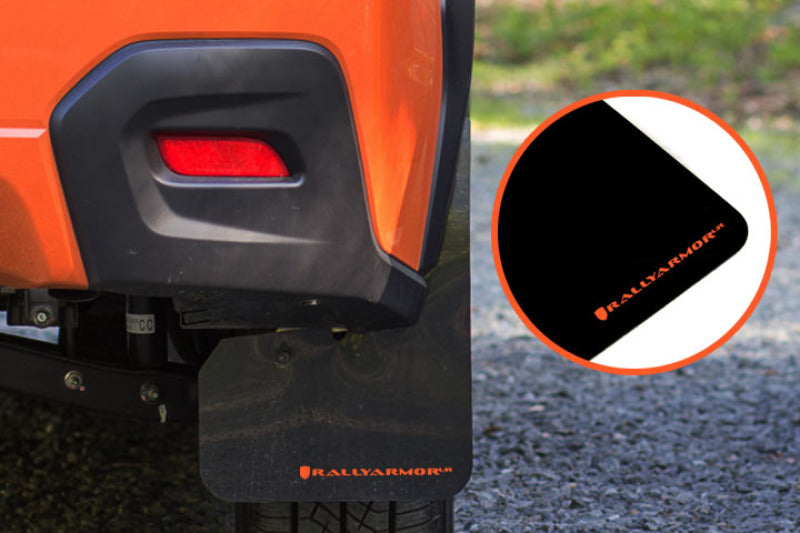 Rally Armor 13-17 Subaru Crosstrek XV Black Mud Flap w/Orange Logo Rally Armor Mud Flaps  AXOPROS