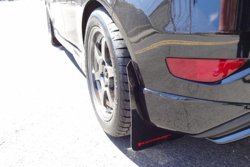 Rally Armor 13-19 Ford Fiesta ST Black UR Mud Flap w/Red Logo Rally Armor Mud Flaps AXOPROS