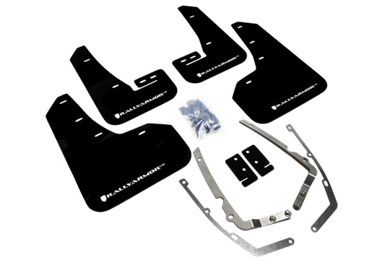 Rally Armor 15-21 MKVII VW Golf/GTI Black UR Mud Flap w/White Logo Rally Armor Mud Flaps  AXOPROS