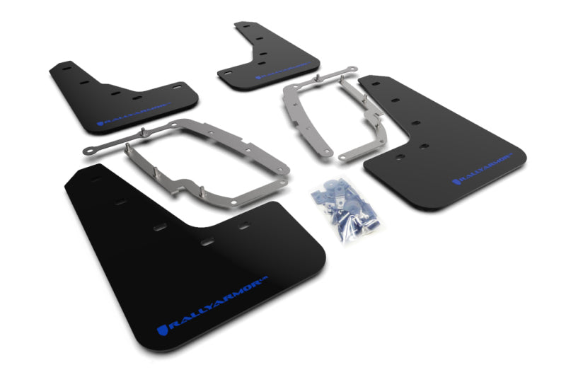 Rally Armor 17-23 Tesla Model 3 Black UR Mud Flap w/Blue Logo Rally Armor Mud Flaps AXOPROS