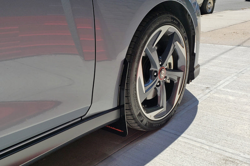 Rally Armor 19-21 Hyundai Veloster Turbo/2.0/R-Spec Red UR Mud Flap w/White Logo Rally Armor Mud Flaps AXOPROS