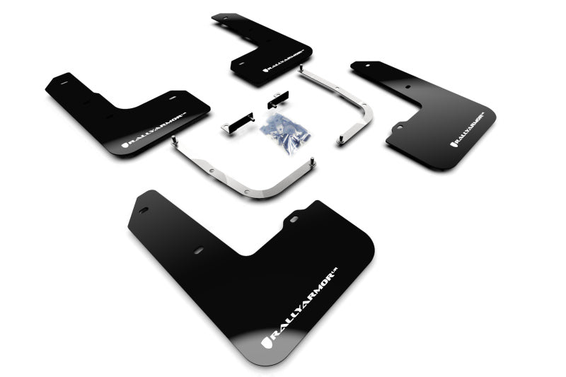 Rally Armor 19-22 Hyundai Veloster N Black UR Mud Flap w/ White Logo Rally Armor Mud Flaps AXOPROS