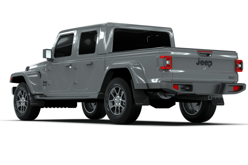 Rally Armor 19-24 Jeep JT Gladiator (Mojave/Rubicon) Black Mud Flap w/Metallic Black Logo Rally Armor Mud Flaps AXOPROS
