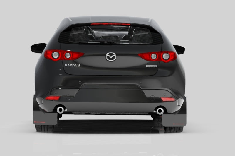 Rally Armor 19-24 Mazda3 Hatchback Black UR Mud Flap w/White Logo Rally Armor Mud Flaps AXOPROS