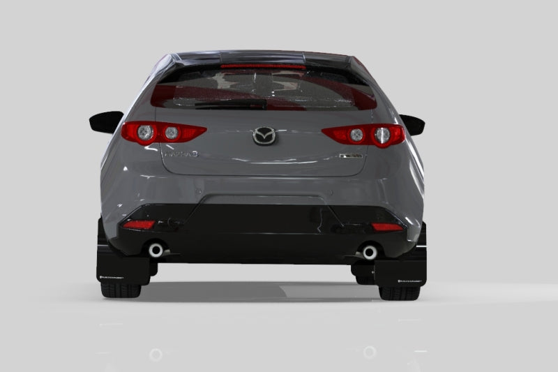 Rally Armor 19-24 Mazda3 Hatchback Black UR Mud Flap w/White Logo Rally Armor Mud Flaps AXOPROS