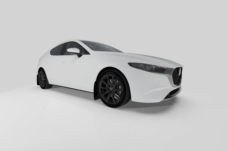 Rally Armor 19-24 Mazda3 Hatchback Black UR Mud Flap w/White Logo Rally Armor Mud Flaps AXOPROS