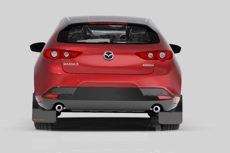 Rally Armor 19-24 Mazda3 Hatchback Black UR Mud Flap w/White Logo Rally Armor Mud Flaps AXOPROS