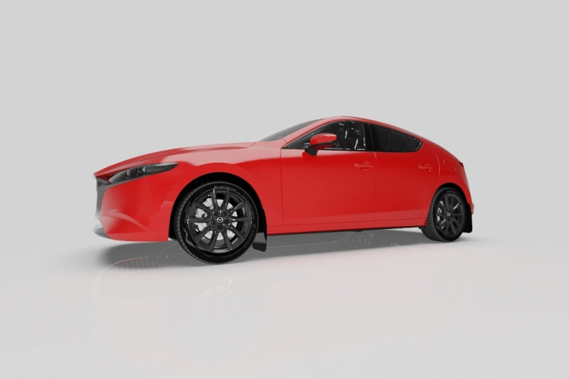 Rally Armor 19-24 Mazda3 Hatchback Black UR Mud Flap w/White Logo Rally Armor Mud Flaps AXOPROS