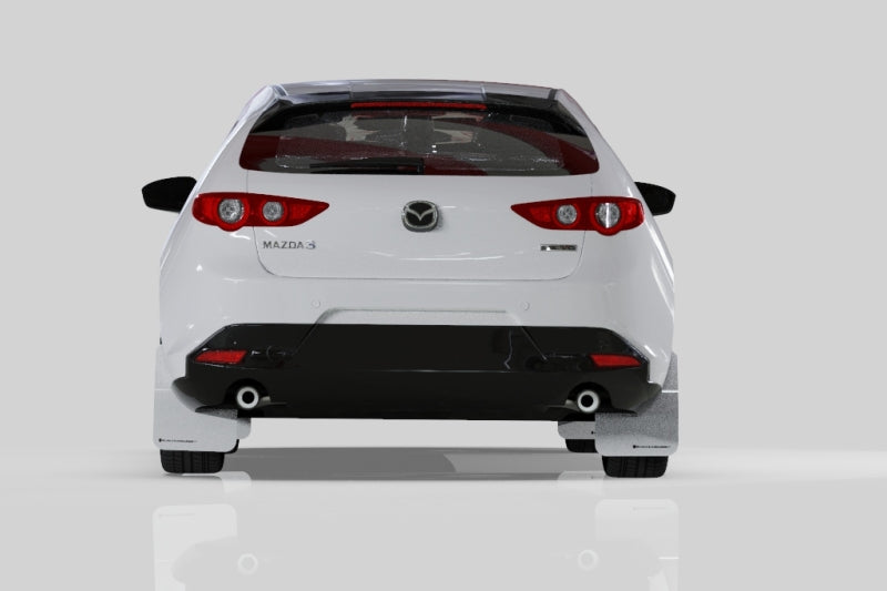 Rally Armor 19-24 Mazda3 Hatchback Black UR Mud Flap w/White Logo Rally Armor Mud Flaps AXOPROS