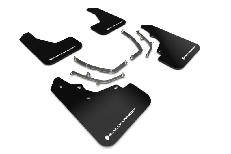 Rally Armor 19-24 Mazda3 Hatchback Black UR Mud Flap w/White Logo Rally Armor Mud Flaps AXOPROS