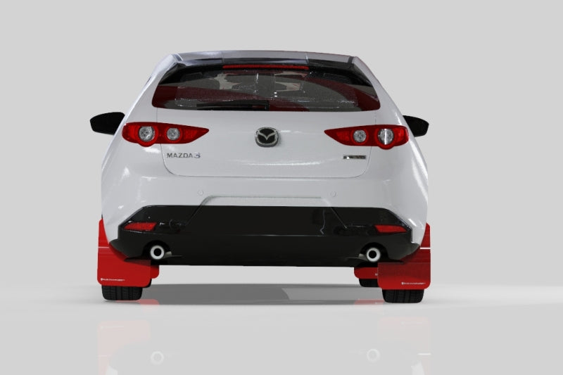 Rally Armor 19-24 Mazda3 Hatchback Red UR Mud Flap w/White Logo Rally Armor Mud Flaps AXOPROS