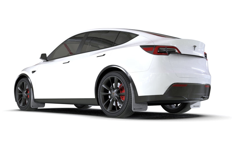 Rally Armor 20-25 Tesla Model Y White UR Mud Flap w/Black Logo Rally Armor Mud Flaps  AXOPROS